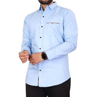 Cb-Colebrook Colebrook Men's Solid Relaxed Fit Cotton Casual Shirt With Spread Collar & Full Sleeves (X-Large, Light Blue)