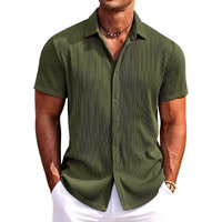 Cb-Colebrook Men's Casual Shirts Short Sleeve Button Down Loose Fit Shirt For Men Wedding Beach Fashion Shirt (In, Alpha, L, Regular, Forest Green)