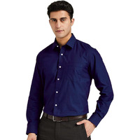 Cb-Colebrook Men's Regular Fit Cotton Casual Shirt With Spread Collar & Full Sleeves (X-Large, Navy Blue)