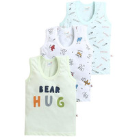 Bumzee Aqua Blue & White Boys Vest Pack Of 3 Age - 3-6 Months (Peb9595B-Abl.Wht)