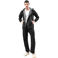 Lux Venus Reversible Rain Coat Set For Men. Black