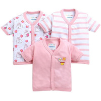 Bumzee Peach & White Girls Half Sleeves Jablas Pack Of 3 Age - 3-6 Months (Peb9007C-Pch.Wht)