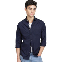 Cb-Colebrook Men's Soft Touch Cotton Casual Long Sleeve Button-Down Shirt (Large, Navy Blue)