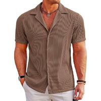 Cb-Colebrook Men's Casual Button Down Shirts Short Sleeve Regular Fit Fashion Spread Beach Shirts Tops (In, Alpha, Xl, Regular, Khaki)