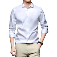 Cb-Colebrook Men's Silk Satin Dress Shirts For Men Long Sleeve Button Down Shirts Party Prom Wedding Shirt Top (In, Alpha, S, Regular, White)