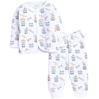 Bumzee White Baby Boys Full Sleeves Jabla & Pyjama Set Age - 3-6 Months (Peb9588C-Wht)