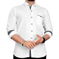 Cb-Colebrook Men's Regular Fit Solid Soft Touch Cotton Casual Shirt With Pocket Design With Spread Collar & Full Sleeves (Available In Plus Size) (In, Alpha, 4Xl, Regular, White)