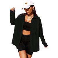 Cb-Colebrook Button Down Linen Shirts For Women Dress Shirts Long Sleeve Wrinkle-Free Blouse Casual Solid Office Work Tunic Top (In, Alpha, S, Regular, Black)