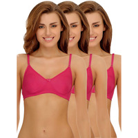 Clovia Women's Pack Of 3 Cotton Rich Non-Padded Wirefree T-Shirt Bra In Multicolor (Combrc037_Multi-Coloured_36B)