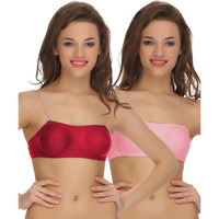 Clovia Women's Pack Of 2 Non Padded Tube Bra (Combbr675_Multi-Coloured_38C)
