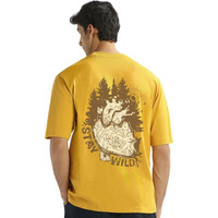 Nobero Men Cotton Graphic Print Oversized Fit T-Shirt (1M-Twrt-C1092_Mustard Yellow)