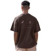 Nobero Men Cotton Graphic Print Oversized Fit T-Shirt (1M-Twrt-C1092_Chocolate Fondant_1