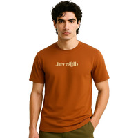 Nobero Men's Typography Regular Fit T-Shirt (1M-Twrt-C0731_Rust Orange_1