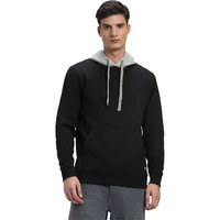 Dennis Lingo Black Solid W Contrast Hood Sweatshirt (Dlmssw23040_Bk_M)