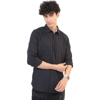 Ketch Men's Slim Fit Shirt (Khsh001178_Black L)