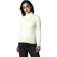 High Star Women's Acrylic Turtle Neck Sweater (Hswsww23021_Mc12_Xl_White