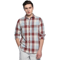 Dennis Lingo Men Red Slim Fit Button Down Casual Shirt (Dlmshw23012_Rd, Red, S)