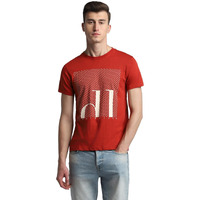 Dennis Lingo Men's Cotton Graphic Slim Fit Crew Neck T-Shirts (Rust, L)