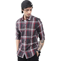 Ketch Men's Slim Fit Shirt (Khsh001299_Black/Brown