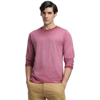 Dennis Lingo Men's Maroon Cotton Crew Neck Tshirt, Relaxed Fit Long Sleeve (S)