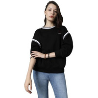 High Star Black Cotton Polyester Long Sleeves Round Neck Na Sweatshirts_Hswssw23004_Bk_M