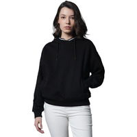 High Star Black Cotton Polyester Long Sleeves Hooded Neck Na Sweatshirts_Hswssw23005_Bk_M