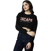 High Star Black Cotton Polyester Long Sleeves Round Neck Na Sweatshirts_Hswssw23013_Bk_L