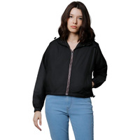 High Star Black Polyester Hooded Neck Long Sleeves Sports Jacket