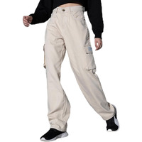 Hubberholme Women's Dad Fit Cargo Jeans (Offwhite, 36)