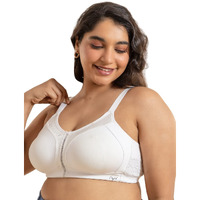 Nykd (Nyb101 Cotton Non Padded & Non Wired Everyday Bra For Women | M-Frame Structure For Bounce Control With Full Coverage & Super Soft Wide Straps - White