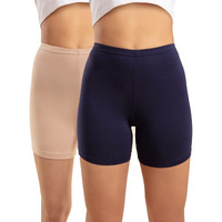 Nykd (Nyp083 Po2 Cotton Stretchable Cycling Shorts For Women | High Waist Shorties With Full Coverage & Concealed Waistband | Ideal For Casual Wear & Sports - Pack Of 2 (Peacot & Mahogany Rose)