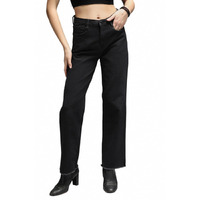 High Star Women 90S Straight Fit High-Rise Clean Look Stretchable Black Jeans