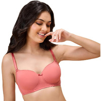 Nykd Butter-Soft Brushed Polyamide Wireless T-Shirt Bra With Breathable Padded Cups And Detachable Straps | Sweetheart Neckline And Stylish Colors Bra, Nyb290, Carrot, 32B, 1N