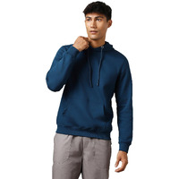 Nobero Elegant Unisex Navy Blue Cotton Solid Plain Hoody Sports Winter Gym Workout Running Travel Trekking Hooded Sweatshirts And Hoodies For Unisex Cotton Winter Casual Wear Without Zipper-L