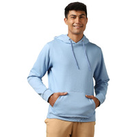 Nobero Elegant Unisex Powder Blue Cotton Solid Plain Hoody Sports Winter Gym Workout Running Travel Trekking Hooded Sweatshirts And Hoodies For Unisex Cotton Winter Casual Wear Without Zipper-Xl