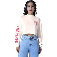 Hubberholme Womens White Cotton Round Neck Printed Relaxed Fit Tshirts