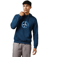 Nobero Men's Cotton Blend Hooded Neck Sweatshirt (1M-Twho-C0218_Navy Blue