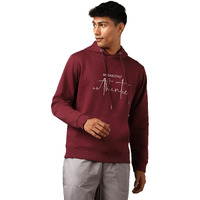 Nobero Men's Cotton Blend Hooded Neck Regular Fit Sweatshirt (1M-Twho-C0561_Maroon_Small)