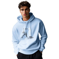 Nobero Men's Cotton Blend Neck Regular Fit Hooded Sweatshirt (1M-Twho-C0530_Powder Blue (X_Large)