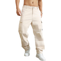 Hubberholme Men Beige Smart Casual Summer Cotton Loose Fit Solid Trousers