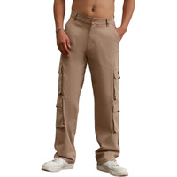 Hubberholme Men Taupe Cotton Loose Fit Mid-Rise Casual Trousers
