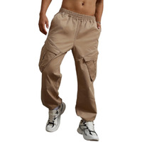 Hubberholme Men Taupe Smart Casual Summer Cotton Loose Fit Solid Trousers_7