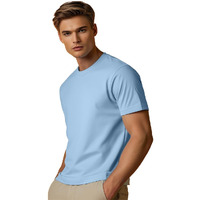 Nobero Men's Solid Regular Fit T-Shirt (1M-Twts-R0007-Pbl_Powder Blue S)