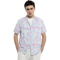 Dennis Lingo Men Pink Relaxed Fit Cuban Collar Casual Shirt (Dlmshs24059_Pn, Pink, 2Xl)
