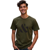 Nobero Men's Cotton Letter Print Regular Fit T-Shirt (1M-Twts-C0641_Olive Green, Large