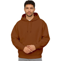 Nobero Men's Cotton Blend Neck Hooded Loose Sweatshirt (1M-Twho-R0041_Mocha Bisque_Xl0