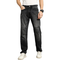 High Star Men Straight Fit Clean Look Light Fade Cotton Jeans Black