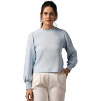 Nobero Women's Polycotton Crew Neck Sweatshirt (1W-Twss-R0029_Ice Melt