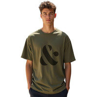 Nobero Men's Cotton Letter Print Oversized Fit T-Shirt (1M-Twrt-C0641-Og_Olive Green