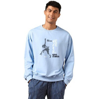 Nobero Men's Fleece Crew Neck Regular Fit Sweatshirt (1M-Twrs-C0612_Powder Blue (Small)